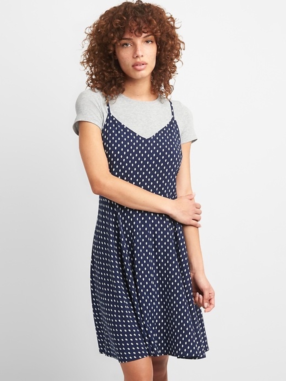 Gap Navy Polka Dot Spaghetti Strap Dress - Women's